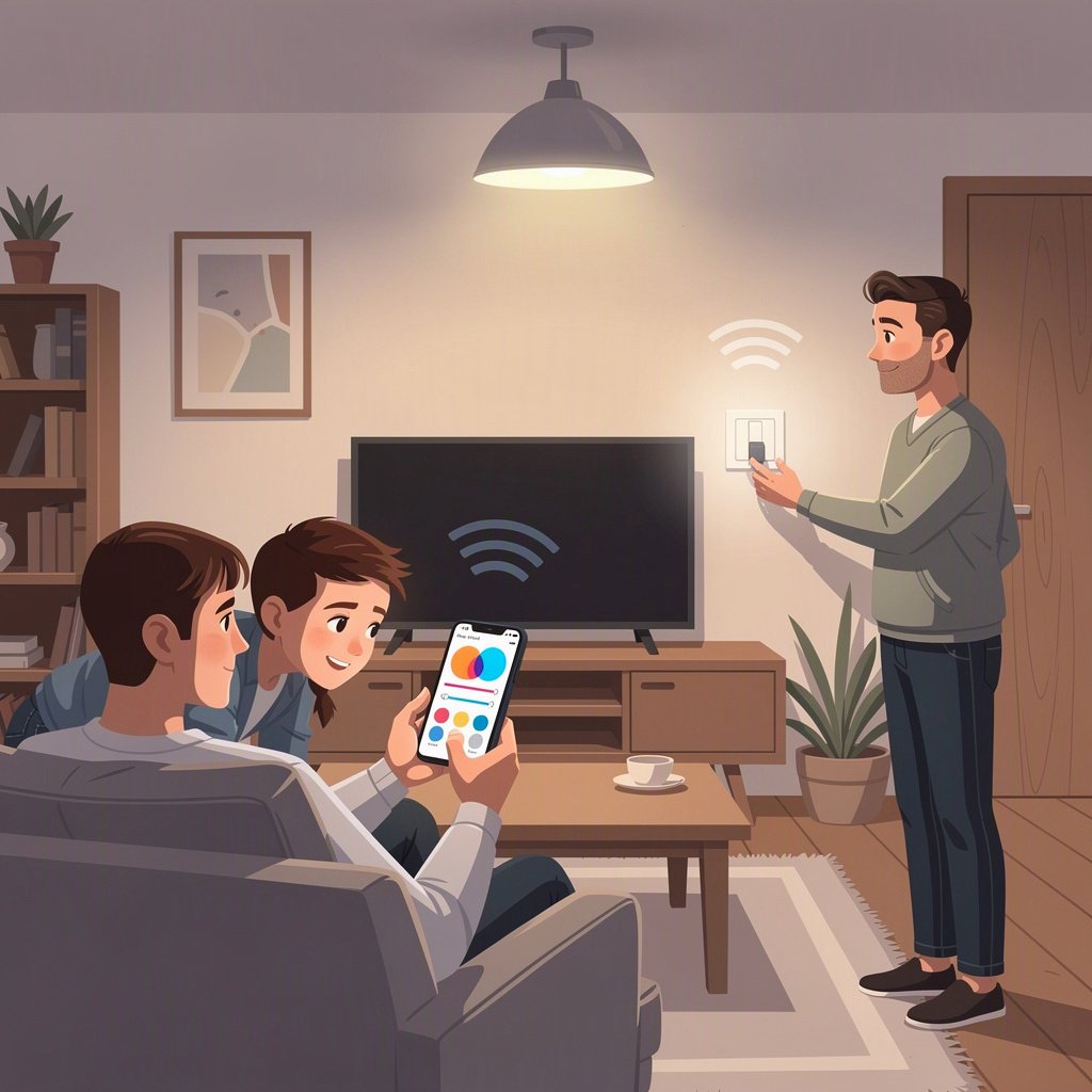 Exemplo hipotético: uma sala com dois jeitos de usar a luz